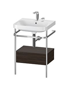 Duravit Happy D.2 Plus combinaison lavabo sur meuble HP4840E6969 57,5 x 49 cm, 2 trous pour robinetterie, noyer brossé, avec console en métal