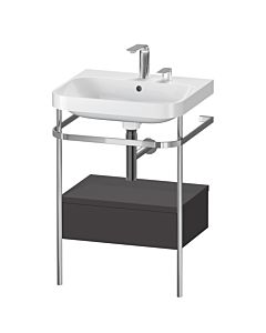 Duravit Happy D.2 Plus Möbelwaschtisch-Kombination HP4840E8080 57,5 x 49 cm, 2 Hahnlöcher, graphit supermatt, mit Metallkonsole