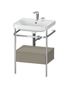 Duravit Happy D.2 Plus furniture washbasin combination HP4840E9292 57.5 x 49 cm, 2 tap holes, stone gray satin finish, with metal console