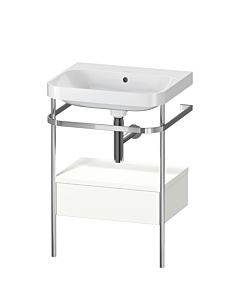 Duravit Happy D.2 Plus furniture washbasin combination HP4840N3636 57.5 x 49 cm, without tap hole, white satin finish, with metal console