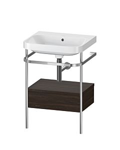 Duravit Happy D.2 Plus combinaison lavabo pour meuble HP4840N6969 57,5 x 49 cm, sans trou pour robinetterie, noyer brossé, avec console en métal
