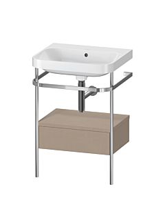 Duravit Happy D.2 Plus Möbelwaschtisch-Kombination HP4840N7575 57,5 x 49 cm, ohne Hahnloch, leinen, mit Metallkonsole