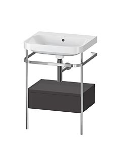 Duravit Happy D.2 Plus combinaison lavabo pour meuble HP4840N8080 57,5 x 49 cm, sans trou pour robinetterie, graphite super mat, avec console en métal