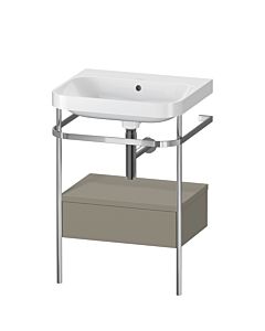 Duravit Happy D.2 Plus furniture washbasin combination HP4840N9292 57.5 x 49 cm, without tap hole, stone gray satin finish, with metal console