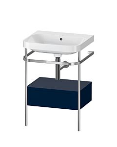 Duravit Happy D.2 Plus Möbelwaschtisch-Kombination HP4840N9898 57,5 x 49 cm, ohne Hahnloch, nachtblau seidenmatt, mit Metallkonsole