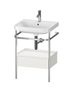 Duravit Happy D.2 Plus Möbelwaschtisch-Kombination HP4840O3939 57,5 x 49 cm, 1 Hahnloch, nordic weiß seidenmatt, mit Metallkonsole