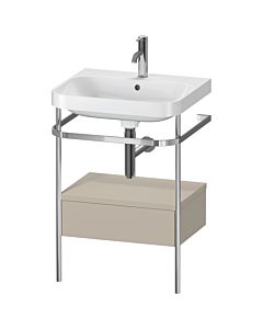 Duravit Happy D.2 Plus combinaison lavabo pour meuble HP4840O6060 57,5 x 49 cm, trou pour robinetterie 2000 , finition taupe satiné, avec console en métal