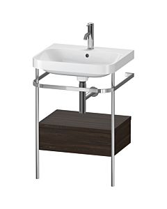 Duravit Happy D.2 Plus combinaison lavabo pour meuble HP4840O6969 57,5 x 49 cm, trou pour robinetterie 2000 , noyer brossé, avec console en métal