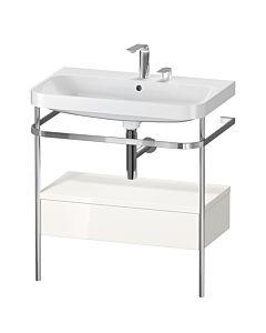 Duravit Happy D.2 Plus furniture washbasin combination HP4842E2222 77.5 x 49 cm, 2 tap holes, white high gloss, with metal console