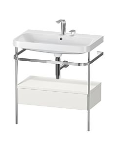 Duravit Happy D.2 Plus furniture washbasin combination HP4842E3939 77.5 x 49 cm, 2 tap holes, nordic white satin finish, with metal console