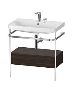 Duravit Happy D.2 Plus combinaison lavabo sur meuble HP4842E6969 77,5 x 49 cm, 2 trous pour robinetterie, noyer brossé, avec console en métal