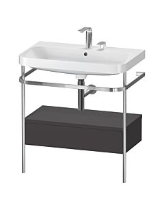 Duravit Happy D.2 Plus Möbelwaschtisch-Kombination HP4842E8080 77,5 x 49 cm, 2 Hahnlöcher, graphit supermatt, mit Metallkonsole
