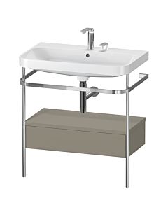 Duravit Happy D.2 Plus furniture washbasin combination HP4842E9292 77.5 x 49 cm, 2 tap holes, stone gray satin finish, with metal console