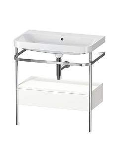 Duravit Happy D.2 Plus Möbelwaschtisch-Kombination HP4842N3636 77,5 x 49 cm, ohne Hahnloch, weiß seidenmatt, mit Metallkonsole