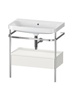 Duravit Happy D.2 Plus furniture washbasin combination HP4842N3939 77.5 x 49 cm, without tap hole, nordic white satin finish, with metal console
