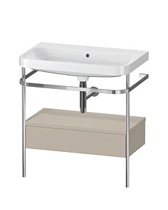 Duravit Happy D.2 Plus furniture washbasin combination HP4842N6060 77.5 x 49 cm, without tap hole, taupe satin finish, with metal console