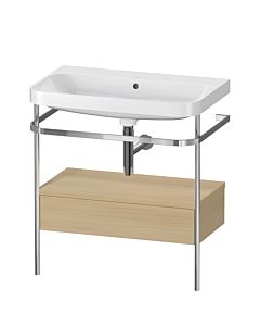 Duravit Happy D.2 Plus Möbelwaschtisch-Kombination HP4842N7171 77,5 x 49 cm, ohne Hahnloch, mediterrane Eiche, mit Metallkonsole