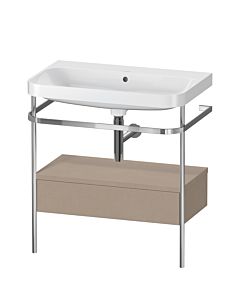Duravit Happy D.2 Plus vanity washbasin combination HP4842N7575 77.5 x 49 cm, without tap hole, linen, with metal console