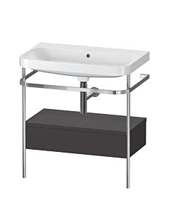 Duravit Happy D.2 Plus combinaison lavabo pour meuble HP4842N8080 77,5 x 49 cm, sans trou pour robinetterie, graphite super mat, avec console en métal