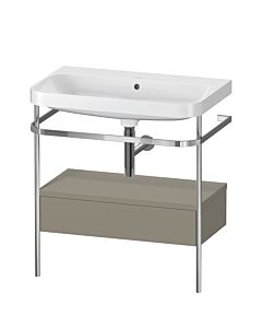 Duravit Happy D.2 Plus combinaison lavabo pour meuble HP4842N9292 77,5 x 49 cm, sans trou pour robinetterie, finition gris pierre satiné, avec console en métal