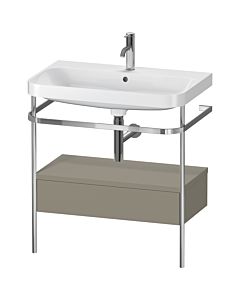 Duravit Happy D.2 Plus combinaison lavabo pour meuble HP4842O9292 77,5 x 49 cm, trou pour robinetterie 2000 , finition gris pierre satiné, avec console en métal