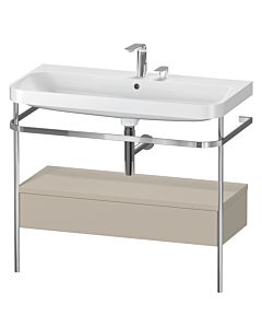Duravit Happy D.2 Plus Möbelwaschtisch-Kombination HP4843E6060 97,5 x 49 cm, 2 Hahnlöcher, taupe seidenmatt, mit Metallkonsole