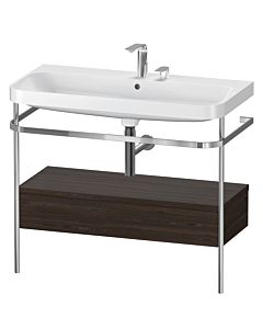 Duravit Happy D.2 Plus Möbelwaschtisch-Kombination HP4843E6969 97,5 x 49 cm, 2 Hahnlöcher, nussbaum gebürstet, mit Metallkonsole