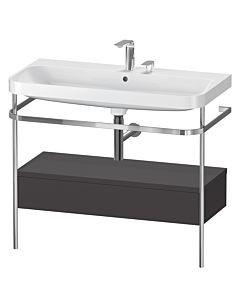 Duravit Happy D.2 Plus combinaison lavabo pour meuble HP4843E8080 97,5 x 49 cm, 2 trous pour robinetterie, graphite super mat, avec console en métal