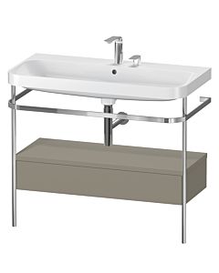 Duravit Happy D.2 Plus furniture washbasin combination HP4843E9292 97.5 x 49 cm, 2 tap holes, stone gray satin finish, with metal console