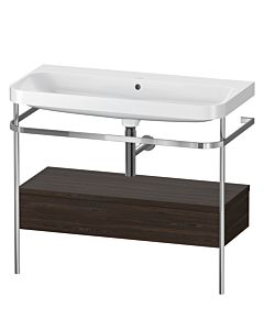 Duravit Happy D.2 Plus combinaison lavabo pour meuble HP4843N6969 97,5 x 49 cm, sans trou pour robinetterie, noyer brossé, avec console en métal