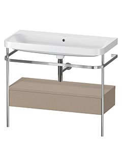 Duravit Happy D.2 Plus vanity washbasin combination HP4843N7575 97.5 x 49 cm, without tap hole, linen, with metal console