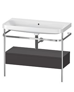 Duravit Happy D.2 Plus combinaison lavabo pour meuble HP4843N8080 97,5 x 49 cm, sans trou pour robinetterie, graphite super mat, avec console en métal