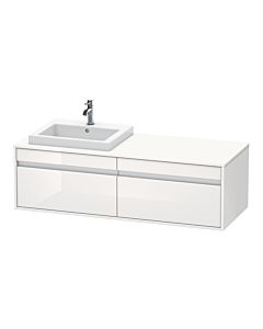 Duravit Ketho Waschtisch-Unterschrank KT6797L2222 140x55x42,6cm, Einbauwaschtische, 2 Auszüge, Ausschnitt links, weiß hochglanz