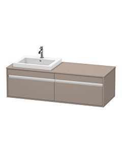 Duravit Ketho vanity unit KT6797L4343 140x55x42.6cm, built-in washbasins, 2 pull-outs, cut-out on the left, matt basalt