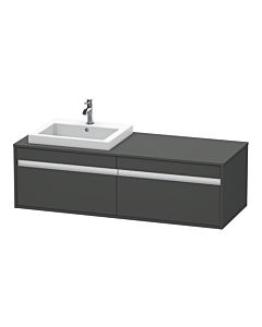 Duravit Ketho vanity unit KT6797L4949 140x55x42.6cm, built-in washbasins, 2 pull-outs, cut-out on the left, matt graphite