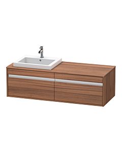 Duravit Ketho Waschtisch-Unterschrank KT6797L7979 140x55x42,6cm, Einbauwaschtische, 2 Auszüge, Ausschnitt links, nussbaum natur