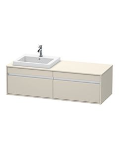 Duravit Ketho vanity unit KT6797L9191 140x55x42.6cm, built-in washbasins, 2 pull-outs, cut-out left, Taupe