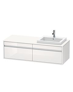 Duravit Ketho vanity unit KT6797R2222 140x55x42.6cm, built-in washbasins, 2 pull-outs, cut-out on the right, white high gloss