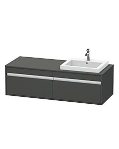 Duravit Ketho vanity unit KT6797R4949 140x55x42.6cm, built-in washbasins, 2 pull-outs, cut-out on the right, matt graphite