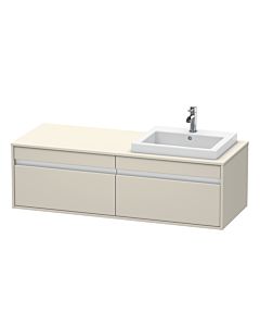Duravit Ketho vanity unit KT6797R9191 140x55x42.6cm, built-in washbasins, 2 pull-outs, cut-out on the right, Taupe