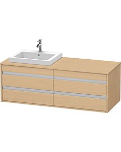 Duravit Ketho Waschtisch-Unterschrank KT6757L3030 140x55x49,6cm, für Einbauwaschtisch, 4 Schubkästen, Ausschnitt links, Eiche natur