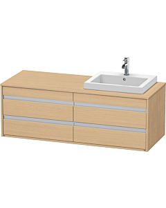 Duravit Ketho vanity unit KT6757R3030 140x55x49.6cm, for built-in washbasin, 4 drawers, cut-out on the right, natural oak