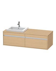 Duravit Ketho Waschtisch-Unterschrank KT6797L3030 140x55x42,6cm, Einbauwaschtische, 2 Auszüge, Ausschnitt links, Eiche natur