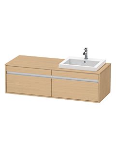 Duravit Ketho Waschtisch-Unterschrank KT6797R3030 140x55x42,6cm, Einbauwaschtische, 2 Auszüge, Ausschnitt rechts, Eiche natur