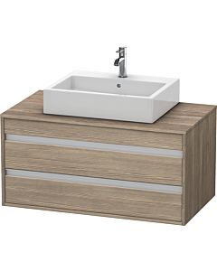 Duravit Ketho Waschtisch-Unterschrank KT665503535 100 x 42,6 x 55 cm, Eiche terra, für Aufsatzbecken mittig, 2 Schubkästen