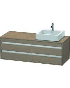 Duravit Ketho Waschtisch-Unterschrank KT6657R3535 140x55x49,6cm, für Aufsatzbecken, 4 Schubkästen, Ausschnitt rechts, Eiche terra
