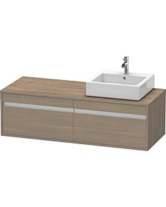 Duravit Ketho Waschtisch-Unterschrank KT6697R3535 140x55x42,6cm, für Aufsatzbecken, 2 Auszüge, Ausschnitt rechts, Eiche terra