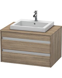 Duravit Ketho vanity unit KT675403535 80 x 55 cm, terra oak, for central built-in washbasin, 2 drawers