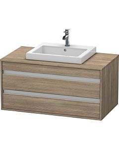 Ketho Duravit vasque KT675503535 100 x 55 cm, chêne terra, pour vasque à encastrer au milieu, 2 tiroirs