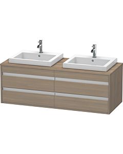 Duravit Ketho vanity unit KT6757B3535 140x55x49.6cm, for built-in washbasin, 4 drawers, cut-out on both sides, terra oak